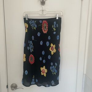 90s Vintage - Jonathan Martin Black Skirt with Floral Design